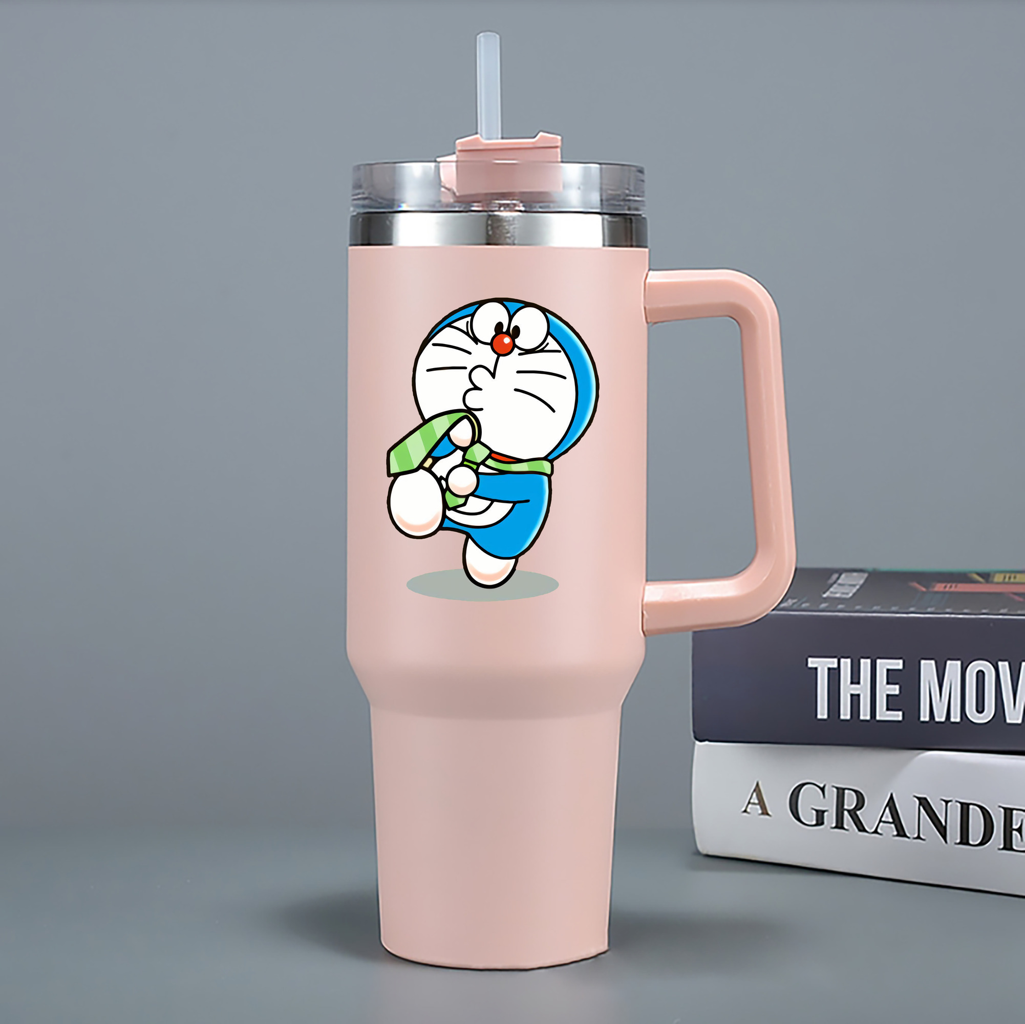 （画像用） ドラえもん Doraemon 1200mL車用タンブラー - クリスタルステッカー（プラスチックストロー付き）